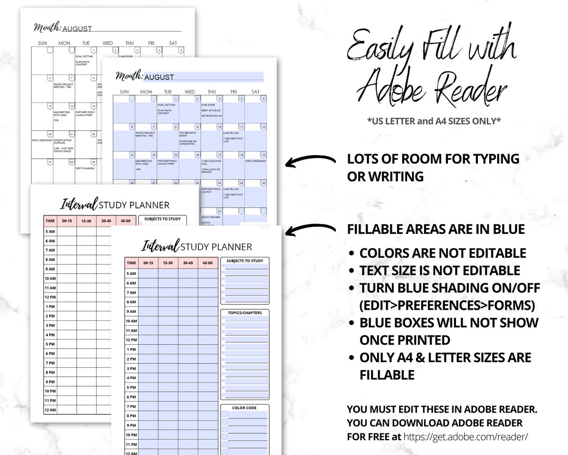 Student Exam Prep Kit Printable Exam Planner HP College Exam - Etsy