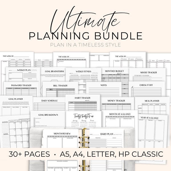 A5 Life Planner Bundle, Printable Daily Planner Pages, Filofax A5 planner inserts, Mo2p, Wo2p, Mom Planner, Weekly Planning DUPLCT