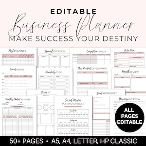 Editable Business Planner Printable PDF, Small Business Owner Planning ...