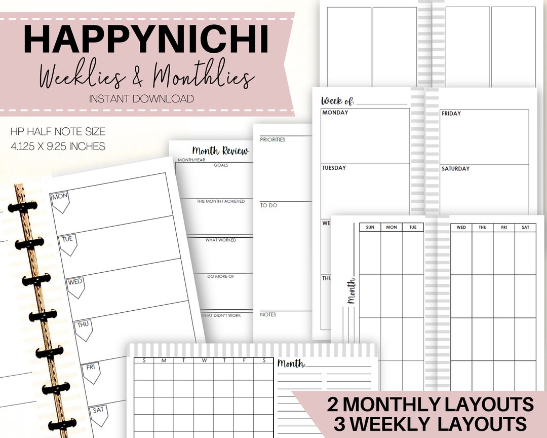 Happynichi Inserts Printable Fauxbonichi Weekly Inserts - Etsy