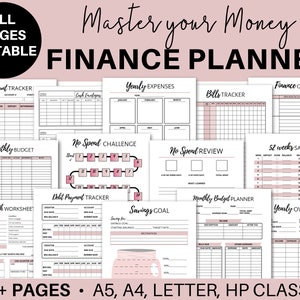 Financial Planner Printable, Budget Planner Printables, Monthly Budget PDF, Editable Finance Planner Inserts, Debt Free, Bill Money Tracker,