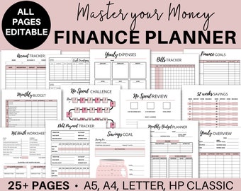 Financial Planner Printable, Budget Planner Printables, Monthly Budget PDF, Editable Finance Planner Inserts, Debt Free, Bill Money Tracker,
