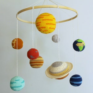 Hand Made Crochet Solar System Planets Baby Mobile Cot Crib Gift Baby shower Newborn Child Nursery Present