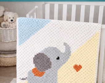 Elephant Baby Blanket C2C Crochet Pattern, Nursery Graph (Digital Download)