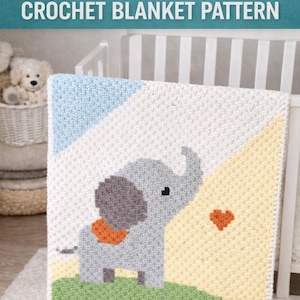 Elephant Baby Blanket C2C Crochet Pattern, Nursery Graph (Digital Download)