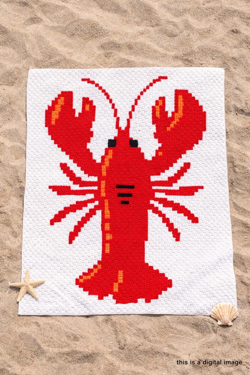Lobster C2C Crochet Blanket Pattern, Coastal Nautical Afghan (PDF ...