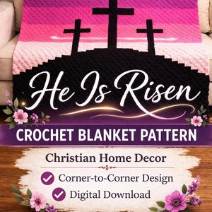 Three Crosses C2C Crochet Blanket Pattern, Religious Christian Afghan (Digital Pattern)
