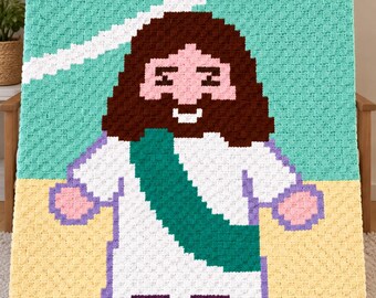 Jesus C2C Crochet Blanket Pattern, Christian Crochet Graphgan, Religious Blanket Pattern, Faith Inspired Crochet Throw, Bible Gift