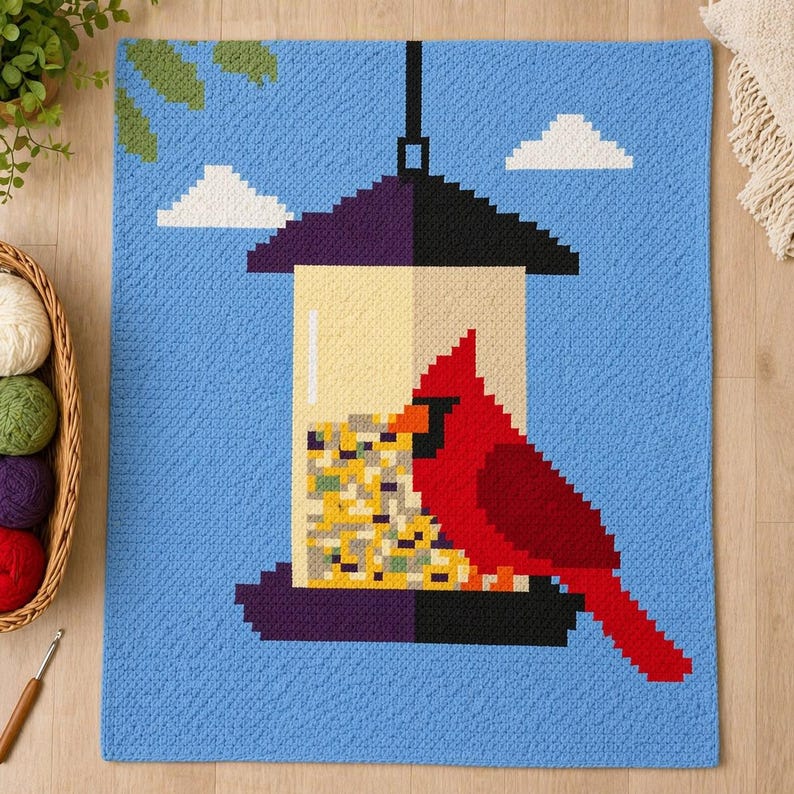 Free Printable Cardinal Graphgan Patterns.pdf Cardinal C2C Crochet Blanket Pattern, Bird Graphgan Afghan (PDF ...