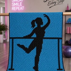 Dance Fitness C2C Crochet Blanket Pattern, Workout Afghan Graph, Digital Crochet Pattern PDF