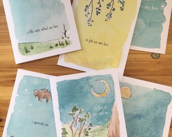 Watercolor Greeting Cards Handmade Nature Cards Assorted Birthday Cards Mixed Card Set Choose 12 Art Cards Notecard Stationery gift
