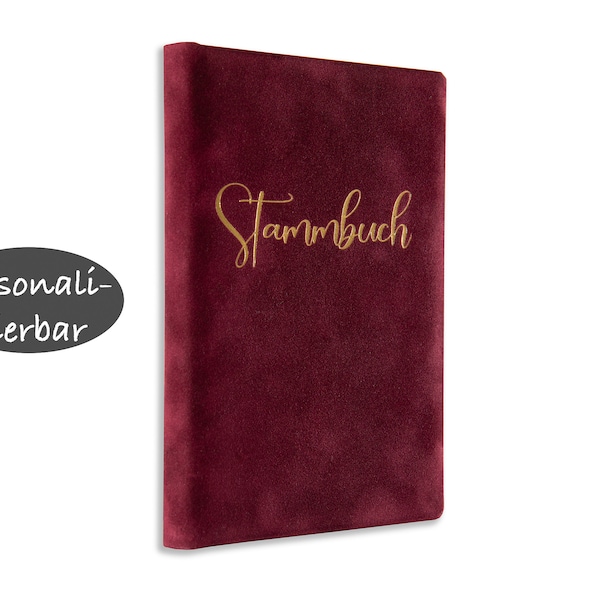 Stammbuch zur Hochzeit Standesamt, Samt in Bordeaux, Format: Klassisch und A4, Serie Preno, personalisierbar