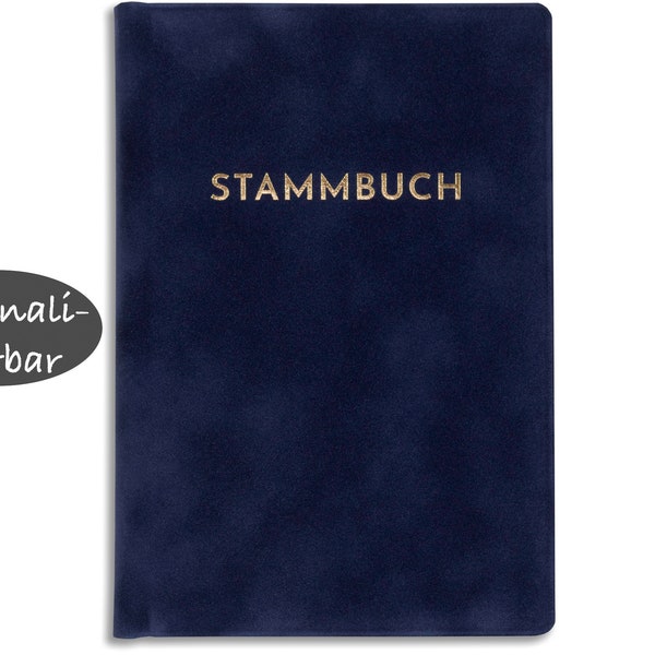 Stammbuch, Samt in Blau, Standesamt | Kirche Trauung | Hochzeit | Format: Klassisch und A4, Serie Mave | personalisierbar