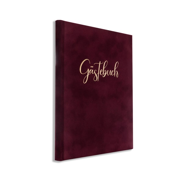 Gästebuch PERSONALISIERBAR  Weinrot/Bordeaux zur Hochzeit, Ferienwohnung, Geburtstag; Jubiläum, handgeprägt, 23 x 18 cm