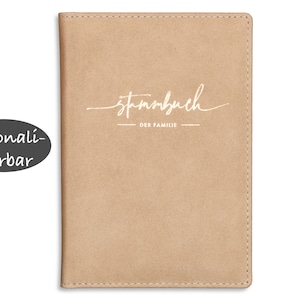 Stammbuch | Leder Beige | Personalisierbar | Stammbuch der Familie Hochzeit | incl. Einleger | Format: Klassisch Ringmechanik | Serie Matope