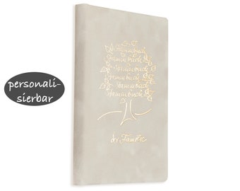 Stammbuch zur Hochzeit, helles Grau, Samt und Gold, Format: Klassisch und A4, Serie Meni, Personalisierbar