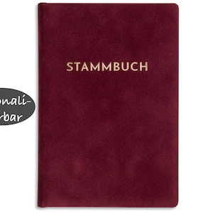 Stammbuch zur Hochzeit Standesamt | Kirche | Familie Samt in Bordeaux | Format: Klassisch und A4, Serie Raiy | personalisierbar