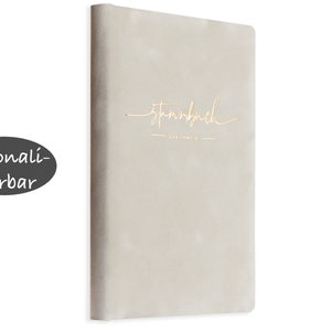 Stammbuch der Familie | Grau aus Samt | Hochzeit | Einleger | in 3 Formaten, Serie Liya | personalisierbar