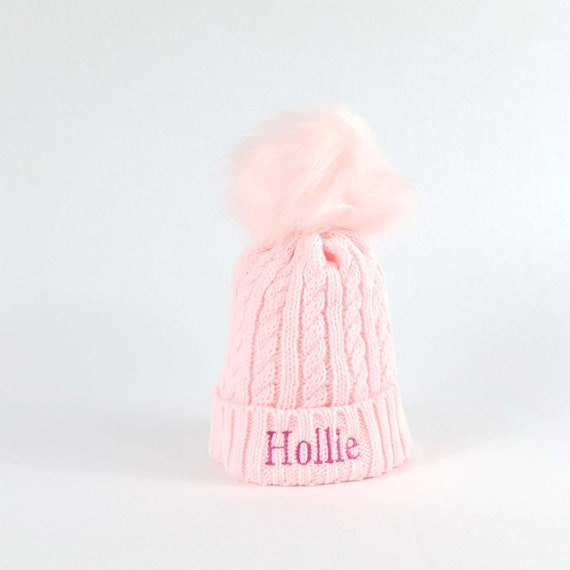 baby girl pink bobble hat