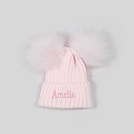 personalised baby pom pom hats