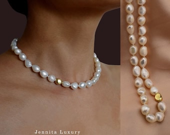 80 inches  weiß & braun barock Süßwasser Perle lange Halskette