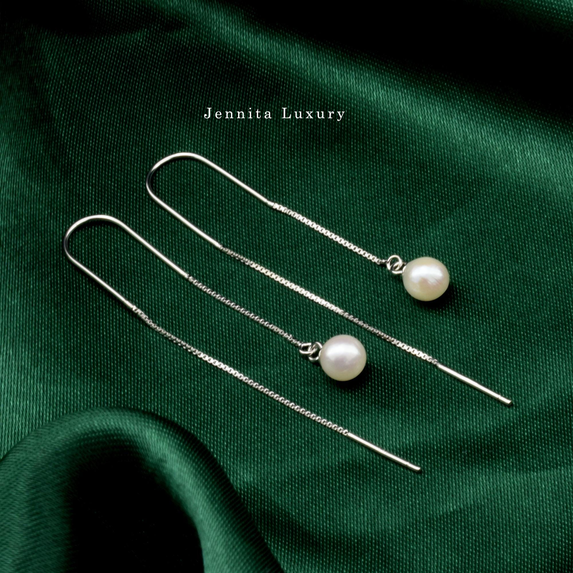 Orecchini pendenti in argento sterling con perle d'acqua dolce naturali, orecchini a bottone con perle autentiche placcate in oro, orecchini pendenti per la sposa, regalo per lei - Italia