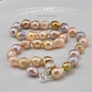 Colorful Edison Baroque Pearl Necklace Silver, Multicolored Freshwater Pearl Necklace, Drop Pearl Pendant, Bridal Pearl Jewelry, Gift for Women