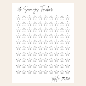 10K Savings Tracker Challenge l Spaaruitdaging l Afdrukbaar l Direct downloaden