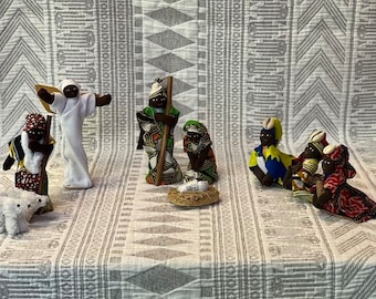 Nativité fabriquée à la main au Libéria en Afrique de l'Ouest par Eva Unique et Primitive « MYRRH »