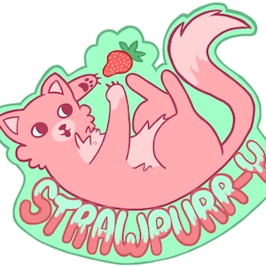 Autocollant de chat de fraise