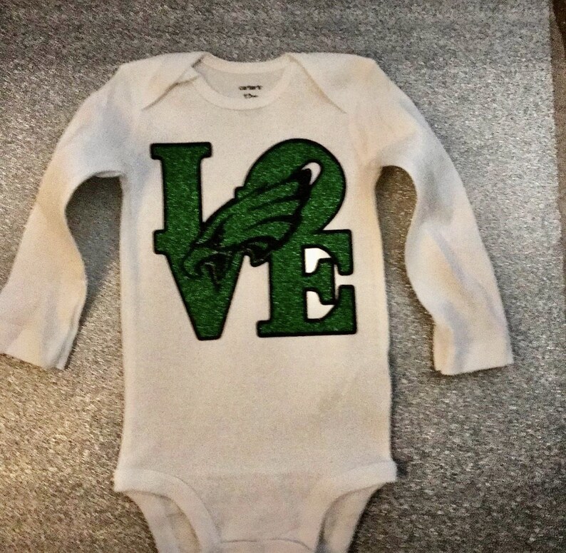 Eagles Love Baby Glitter Onesie \u00ae Eagles Onesie Newborn Gift