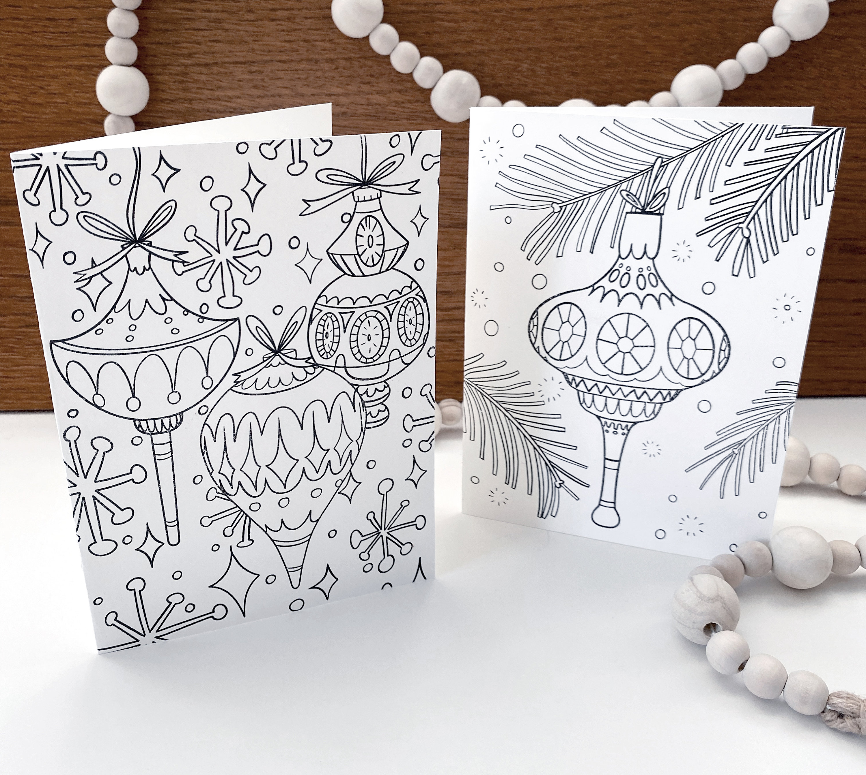 Printable Holiday Coloring Cards and Coloring Pages Six Unique Vintage ...