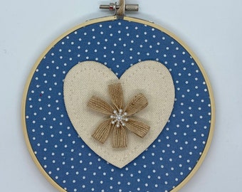 Embroidery hoop art, nursery decorations, nursery decor, wall art, heart, flowers, home decor