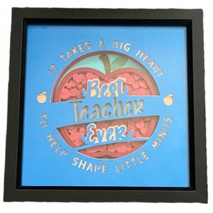 Best teacher ever, teacher gift, end or term - Shadow box - teacher picture - wall hanging - shelf decor - home decor, Christmas gift