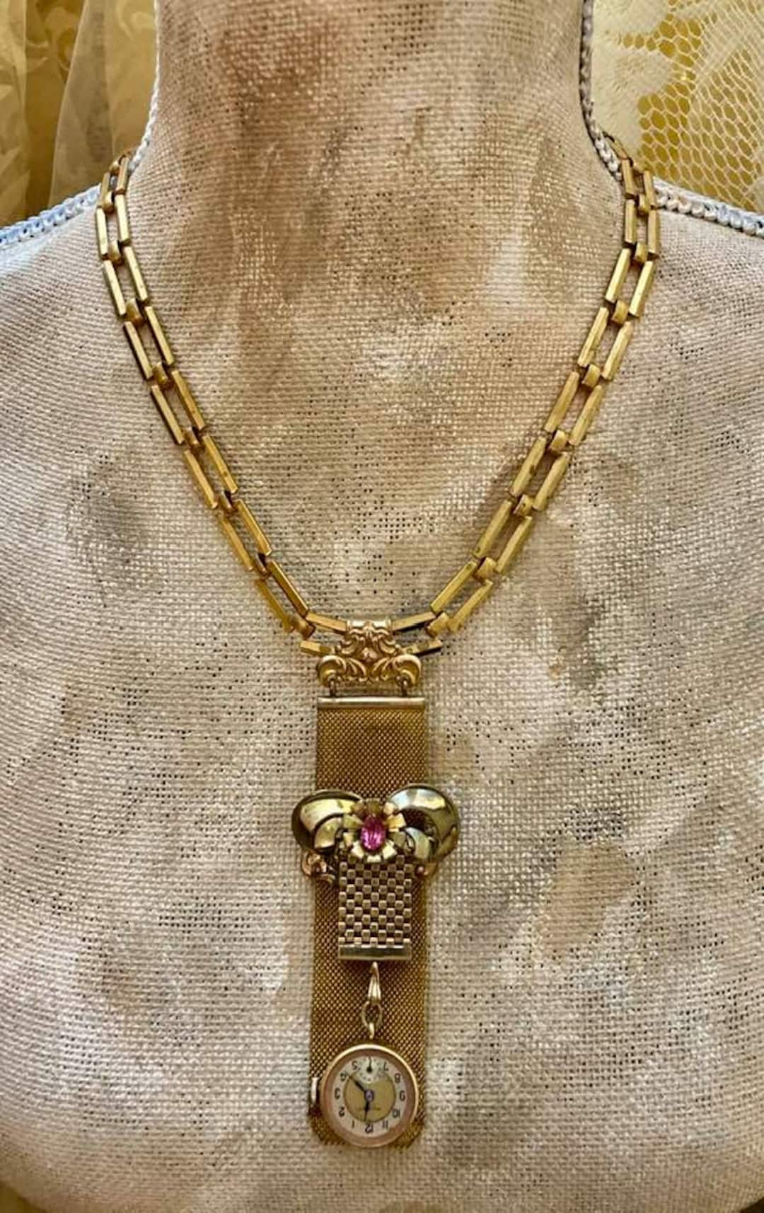 Ruby Necklace w/Vintage Watch Fob