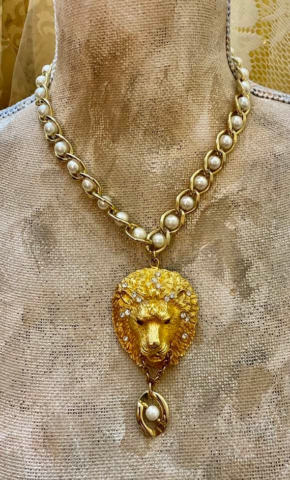 Vintage Lion Necklace                             