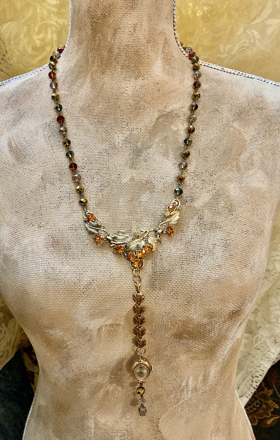 Coro Autumn Leaves with Drop Necklace             