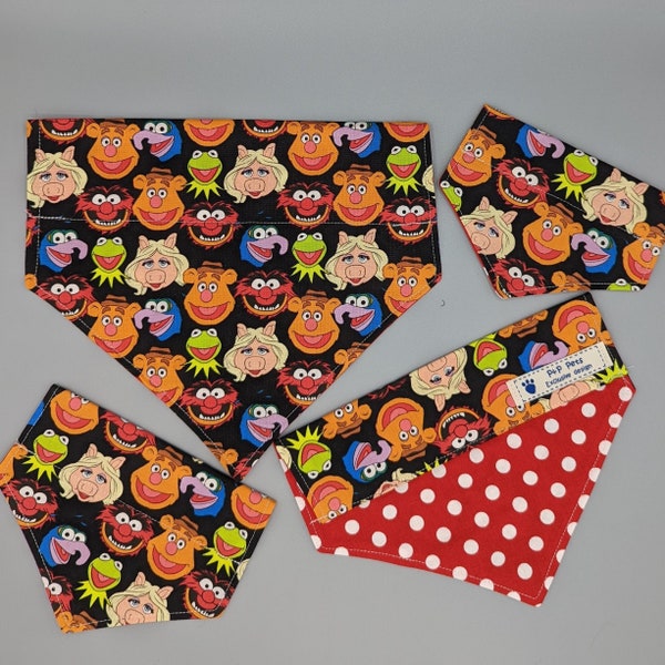 Reversible Slide on Collar Pet Bandanna "Muppet Buddies"