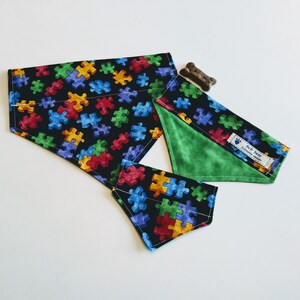 Reversible Slide on Collar Pet Bandana &quot;Puzzled&quot;