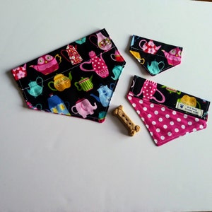 Reversible Slide on Collar Pet Bandanna &quot;A spot of Tea&quot;