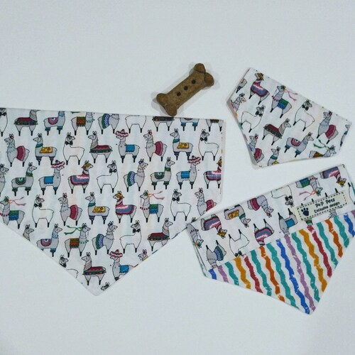 Reversible Slide on Collar Pet Bandana "Llama Lover"