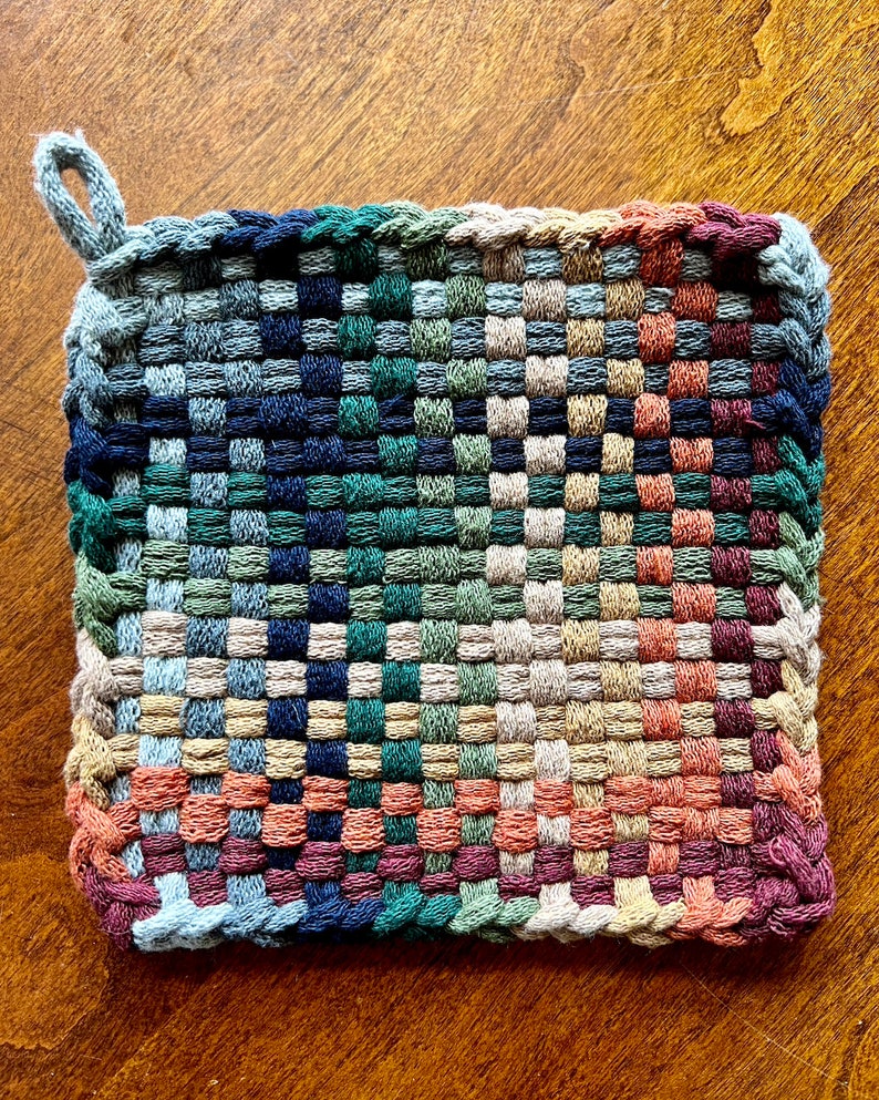 Set of 2 Potholders Thick Loomed Trivet Woven Hot Pad Etsy
