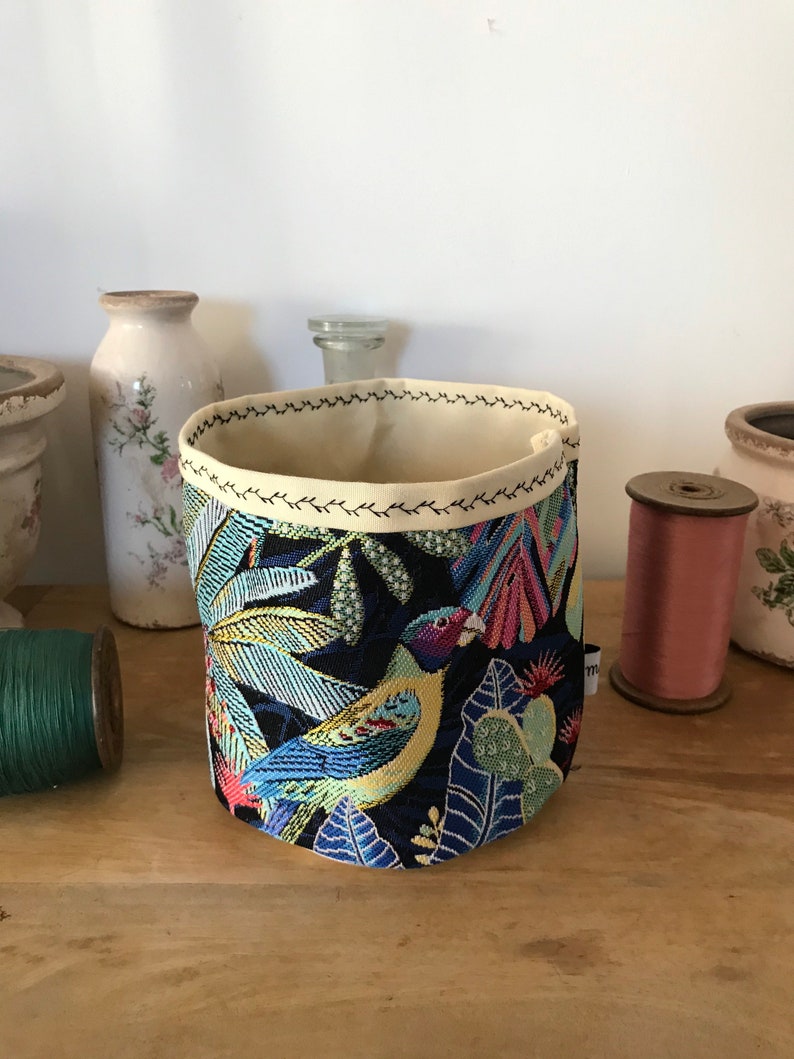 Cache pot en tissu jacquard tropical image 2