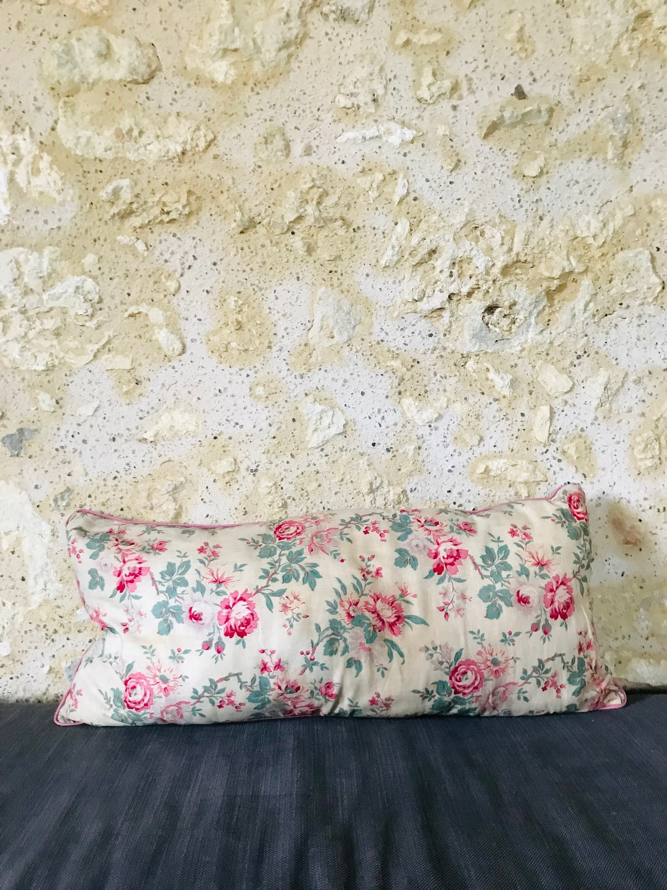 Grand Coussin Ancien Rose Garden 18Ème Siècle