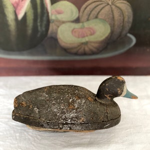 Long Island Black Cork Duck ~ Water Fowl Decoy ~ East Hampton, New York ~ American Folk Art  ~ 1930&#39;s
