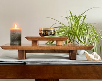 Conjunto de altar de meditación hecho a mano/ Santuario de meditación de mesa personalizado/ Mesa Zen Puja. Pedestal de puya. Mesa de oración.