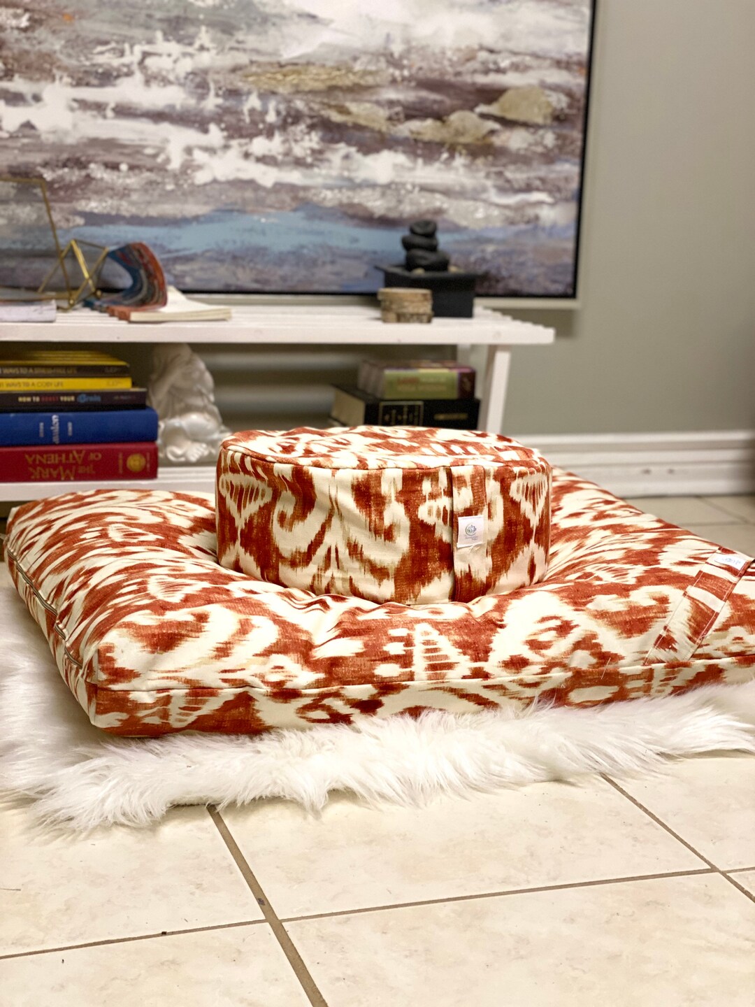 Handmade Meditation Set/ Zafu & Zabuton/ Buckwheat Hulls Meditation