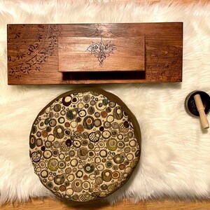 Handmade Meditation Altar Set/ Personalized Table Meditation Shrine/ Zen Puja table. Puja pedestal. Prayer table. image 8