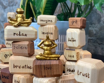 Handmade Wooden Stacking Stones, Wooden Blocks, Sustainable Toys, Mindfulness Tools, Handmade in Canada/ Balancing Stones, Personalized Gift