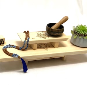 Handmade Meditation Altar Set/ Personalized Table Meditation Shrine/ Zen Puja table. Puja pedestal. Prayer table. image 5